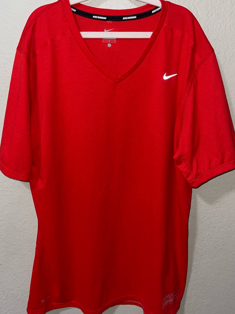 Nike Red V-Neck Short Sleeve Athletic Running Tee
